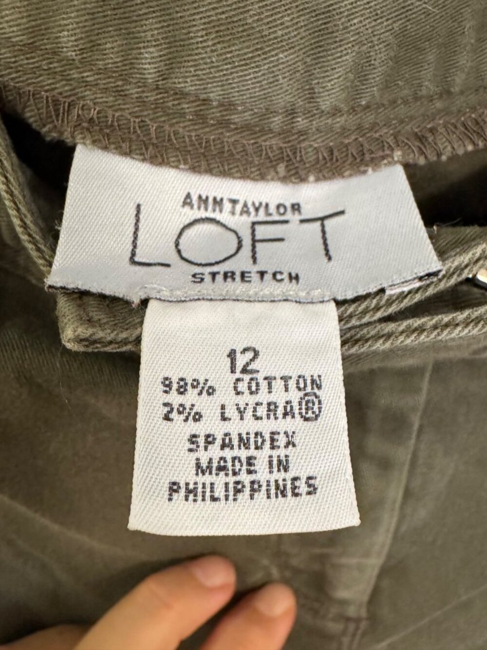 Ann Taylor Loft Womens Stretch Cropped Olive Pants Size 12 - Picture 3 of 7